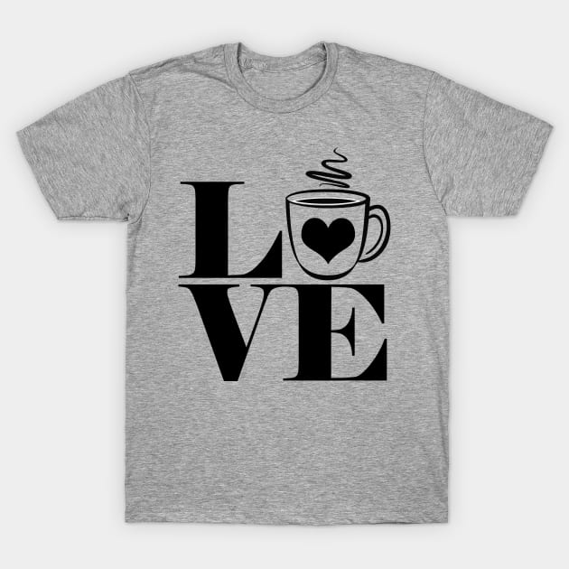 Big Coffee Love Heart T-Shirt by TLSDesigns